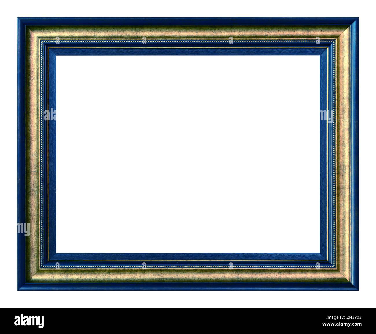 Antique gold and blue frame isolated on the white background vintage