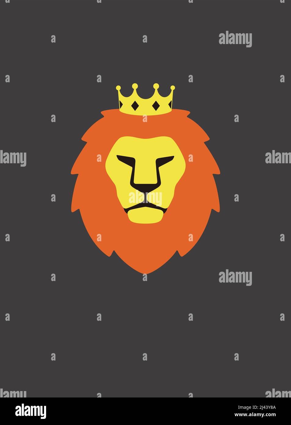 Portrait of lion, wearing crown, like a king, cool style Stock Vector
