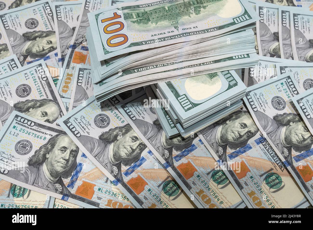 American dollars bills background. USD cash money. Stock Photo