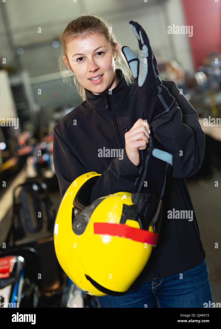 Girl helmet go kart hi-res stock photography and images - Alamy