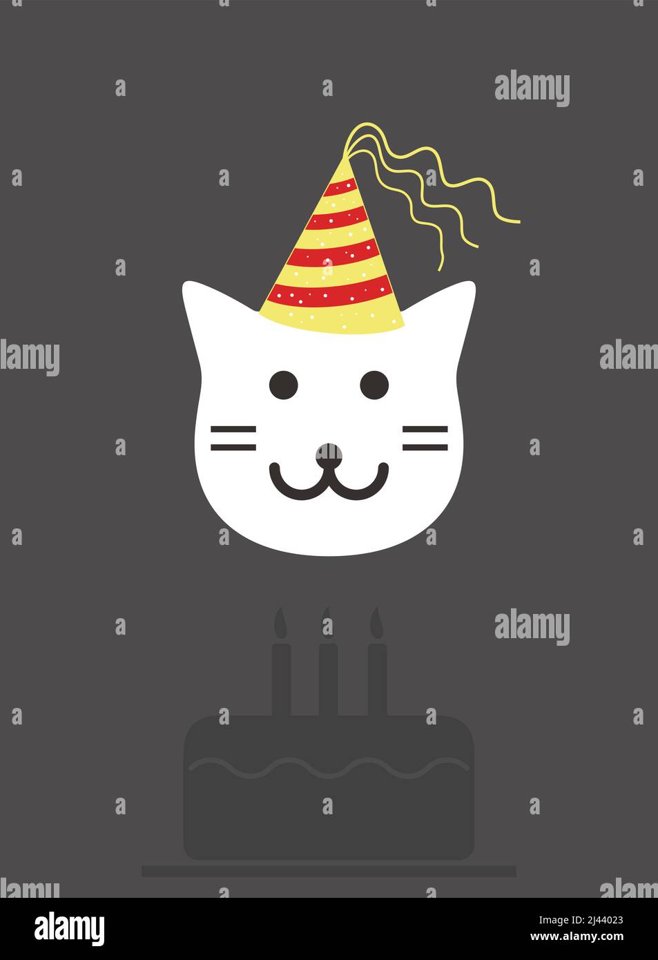 Portrait of cat, wearing birthday hat, cool style Stock Vector Image ...