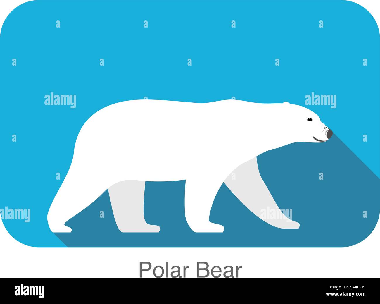Polar bear walking side flat 3D icon design, vector illustration Stock Vector