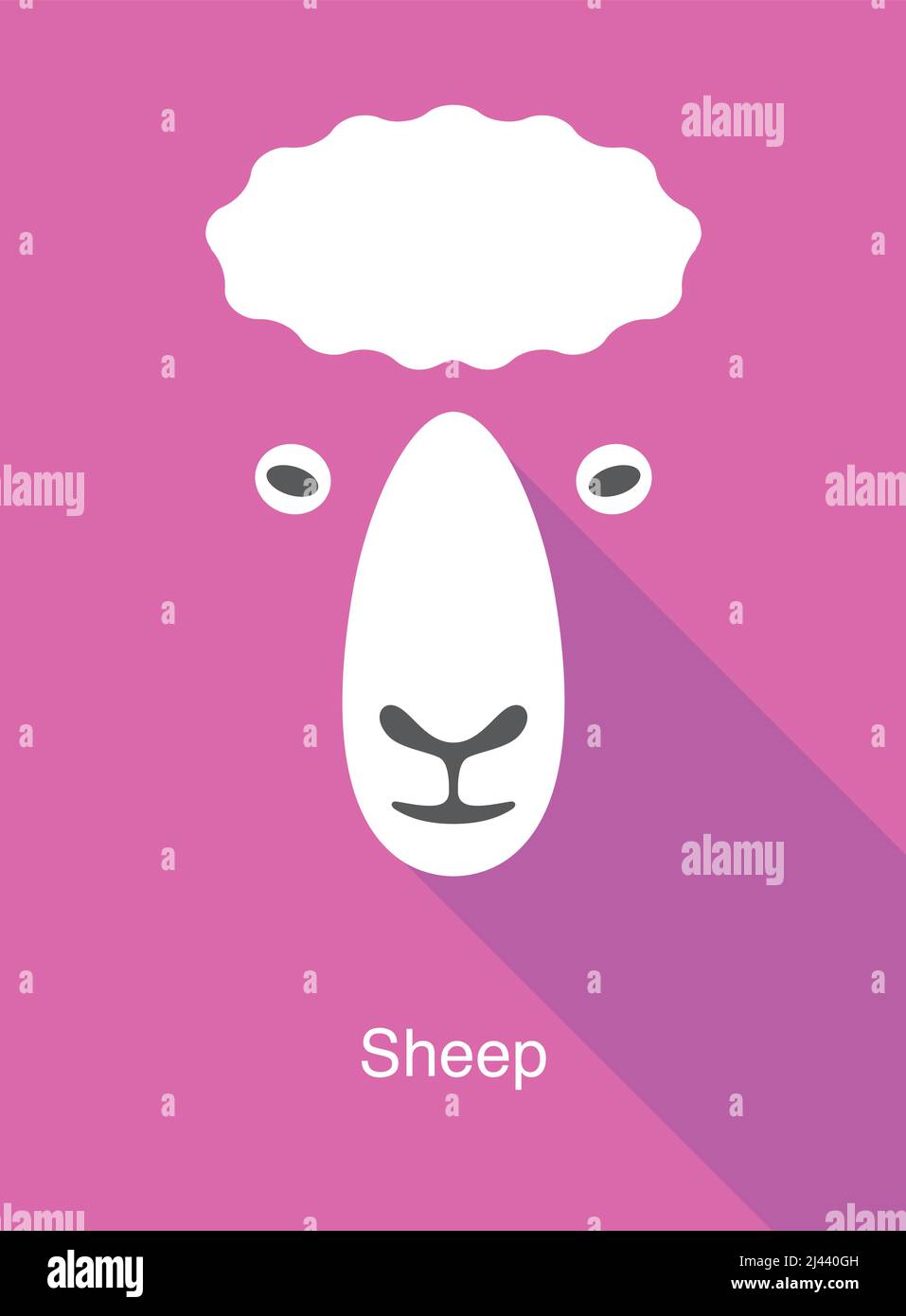 Sheep face flat icon design. Animal icons series, vector illustration ...