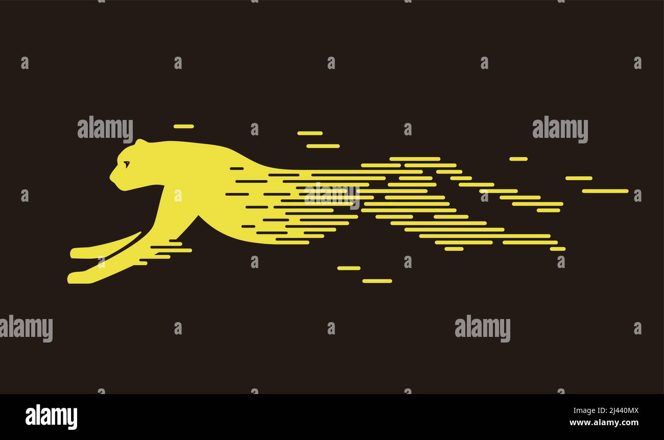 Cheetah running, simple line, vector illustration Stock Vector
