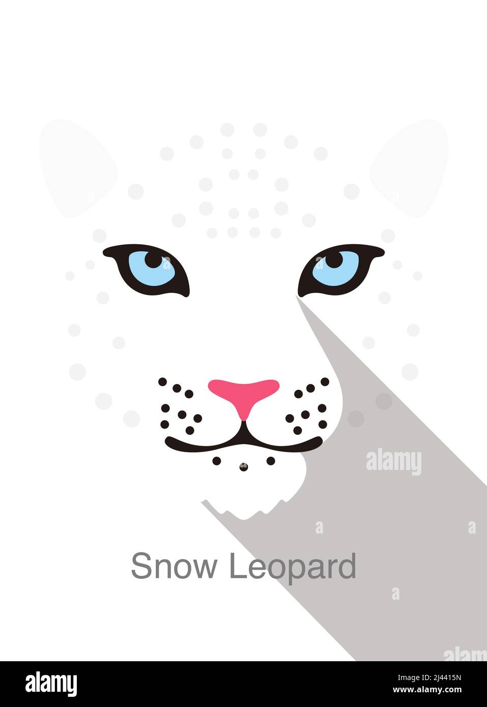 Snow Leopard face flat icon simple design, vector illustration Stock Vector