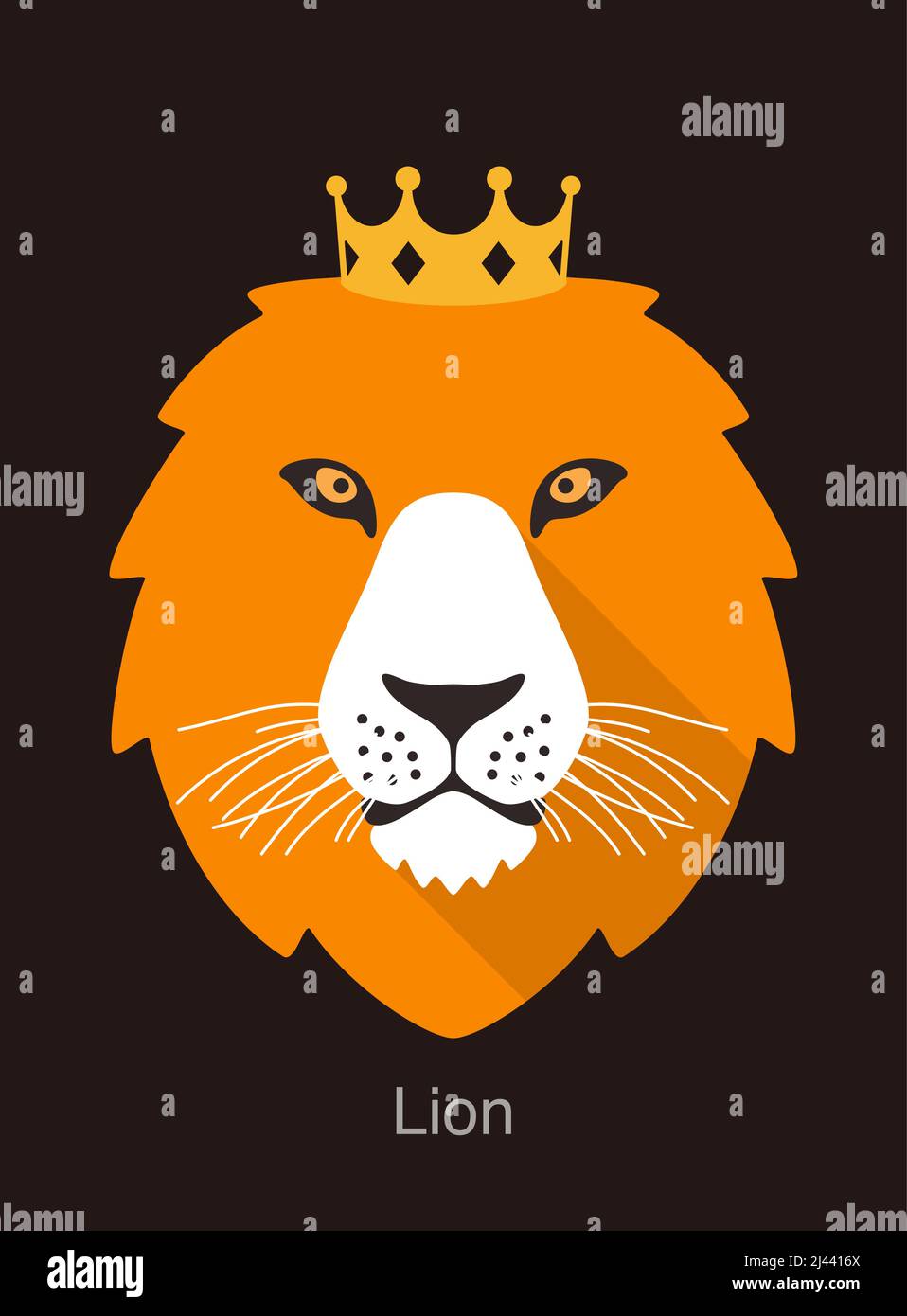 Lion cartoon face, wearing crown, like a king, vector illustration Stock  Vector Image & Art - Alamy