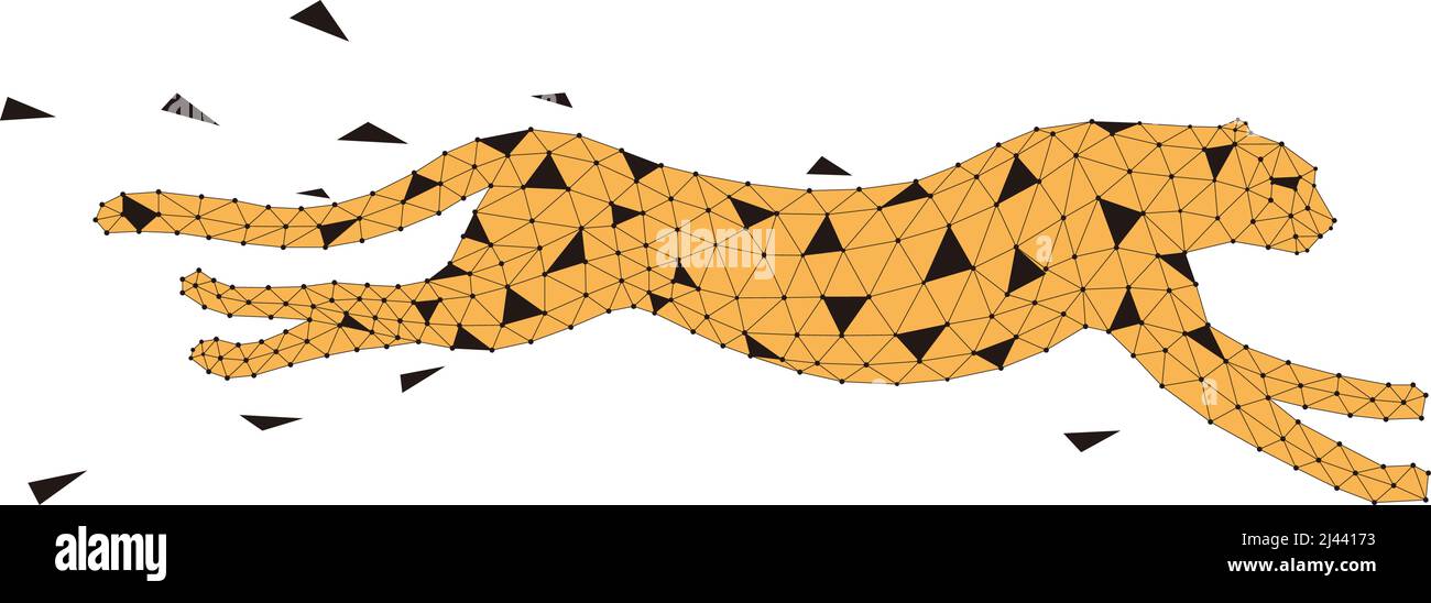 Cheetah is running, triangle mesh, vector illustration Stock Vector