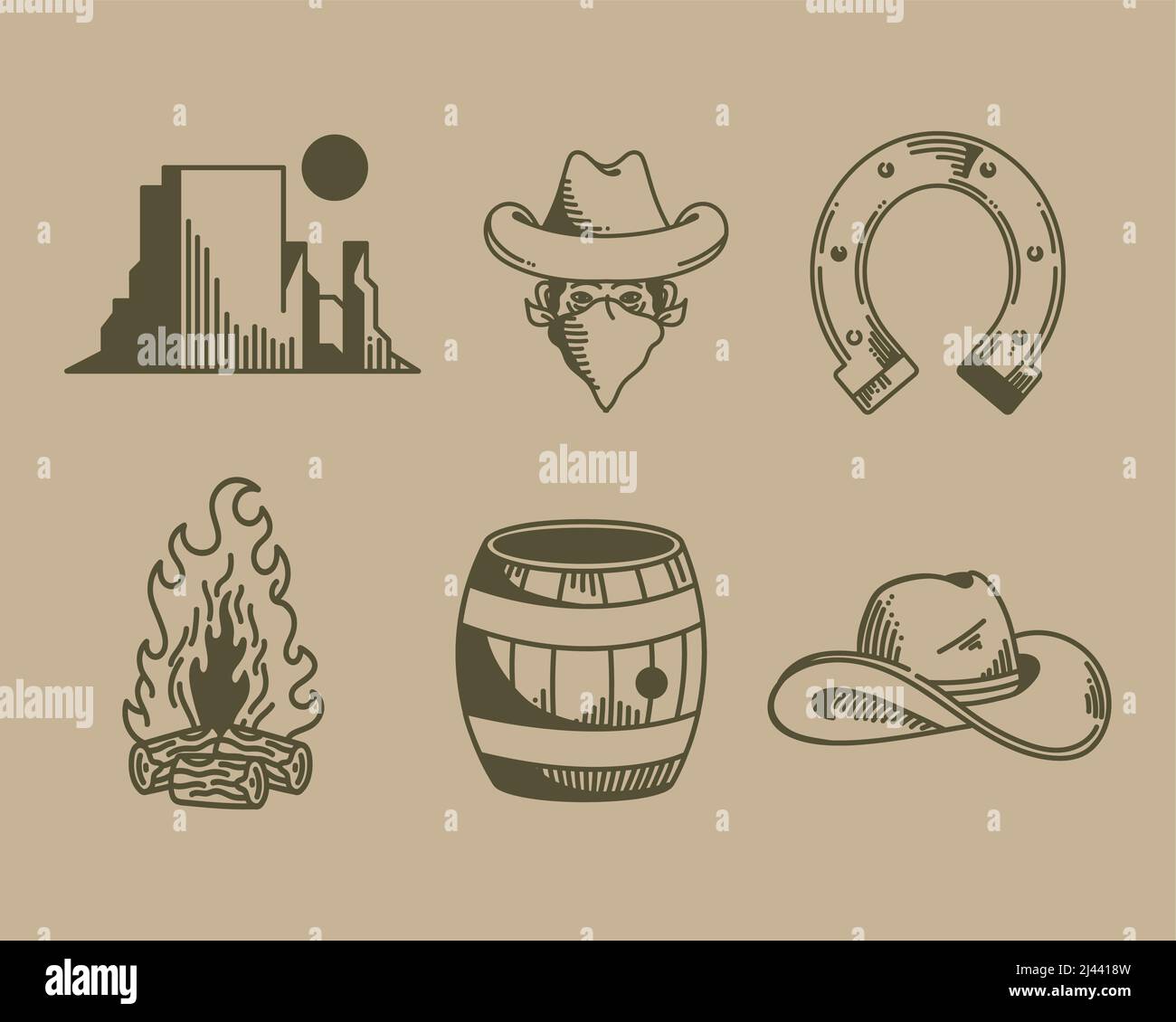 six wild west set icons Stock Vector Image & Art - Alamy