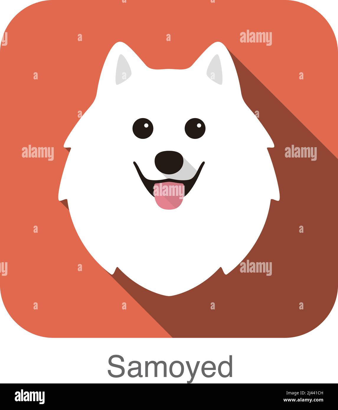 Samoyed dog face flat icon design, vector illustration Stock Vector