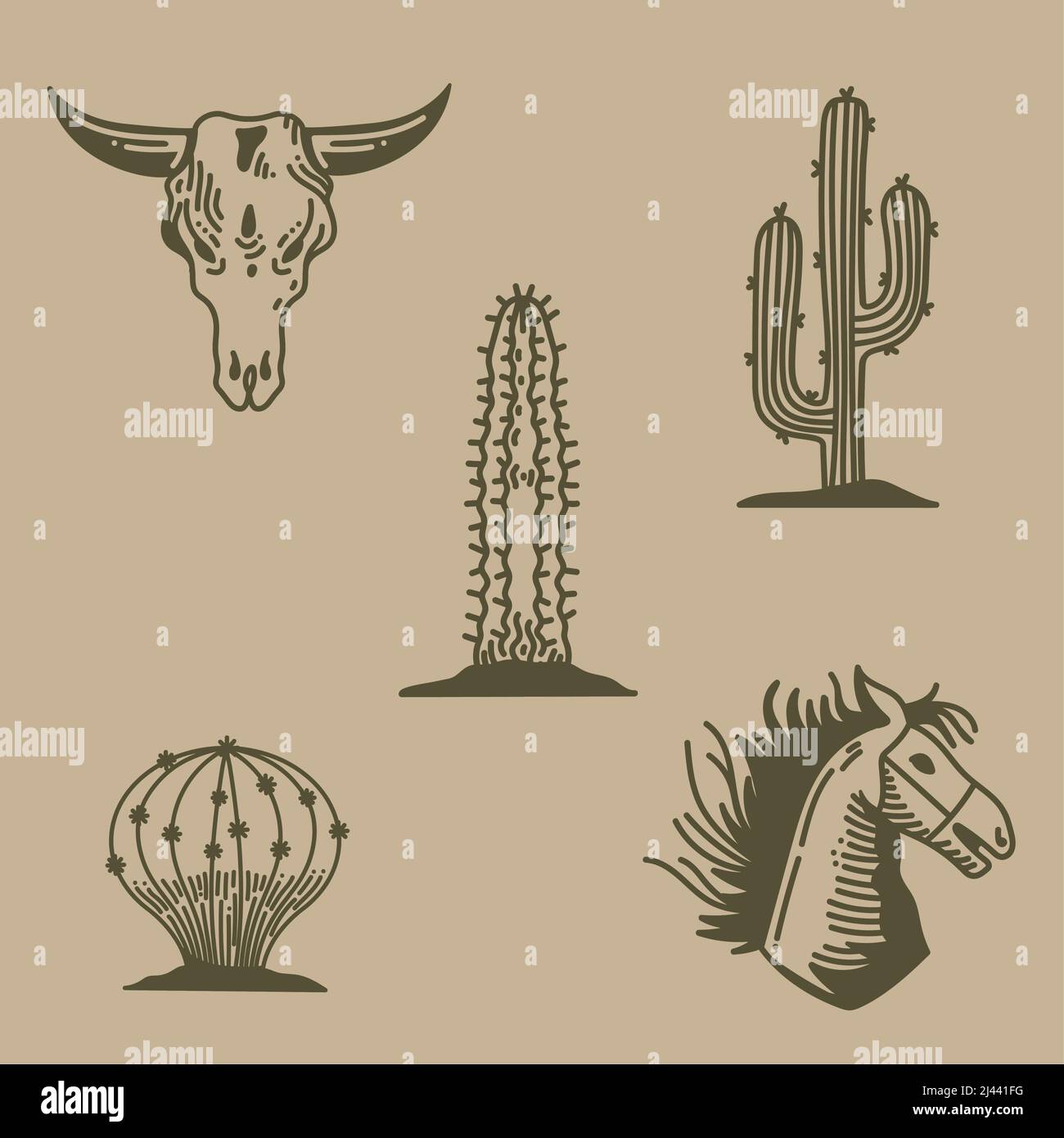 five wild west set icons Stock Vector Image & Art - Alamy