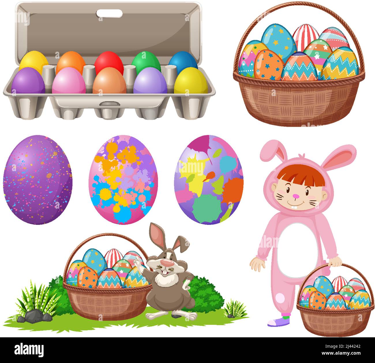 Easter theme with bunny and eggs illustration Stock Vector Image & Art ...