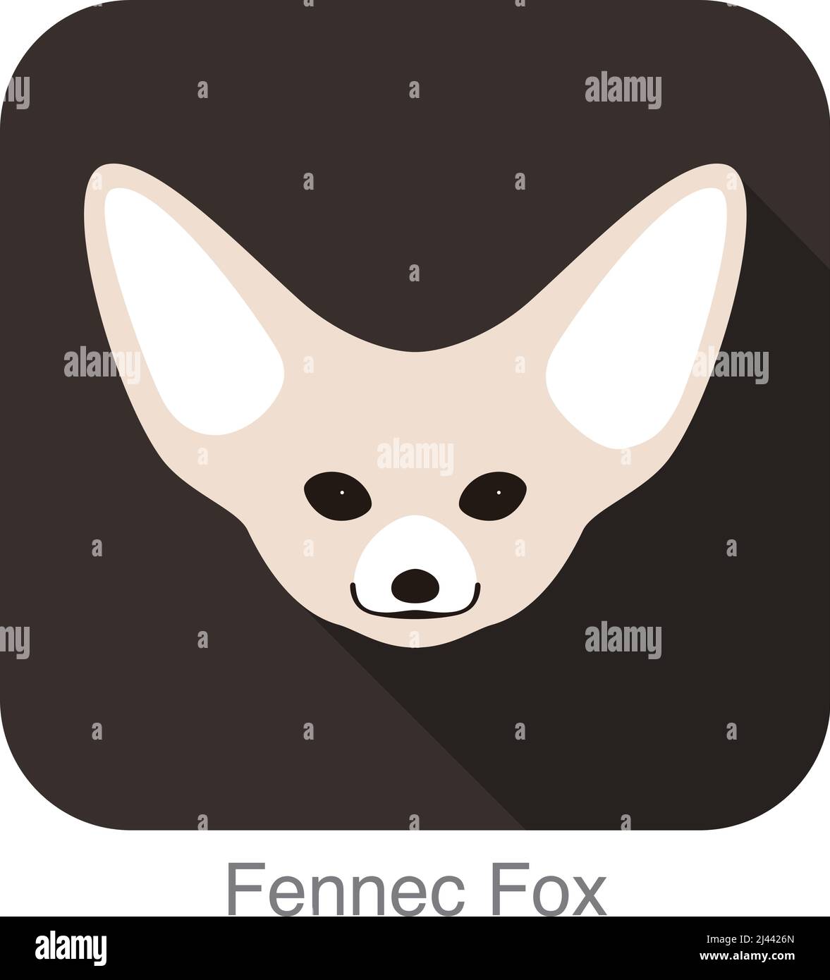 Fennec fox face flat icon design, vector illustration Stock Vector