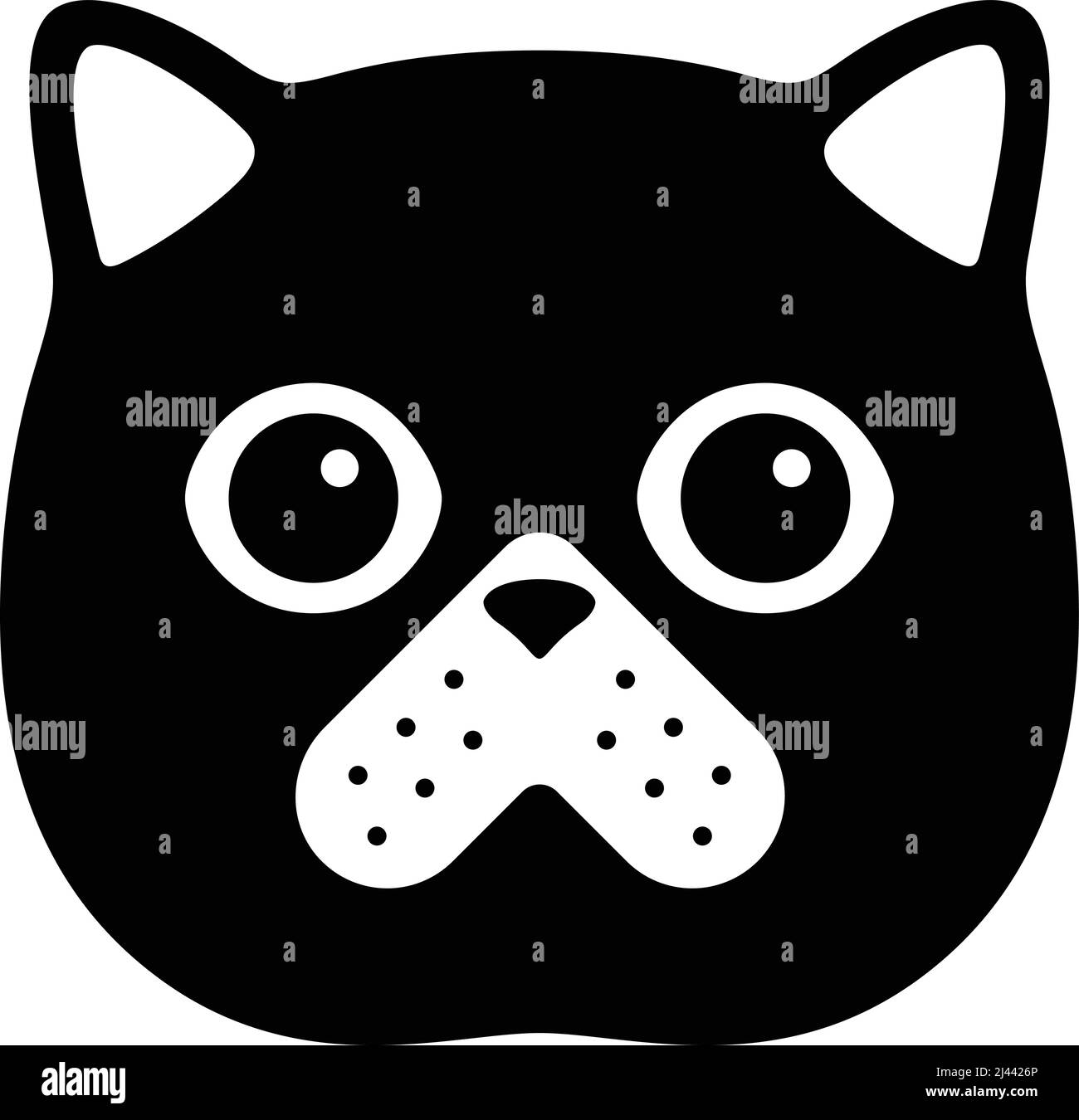 Cute Cat Icon Black Kitten Face Stock Illustration 2251314189