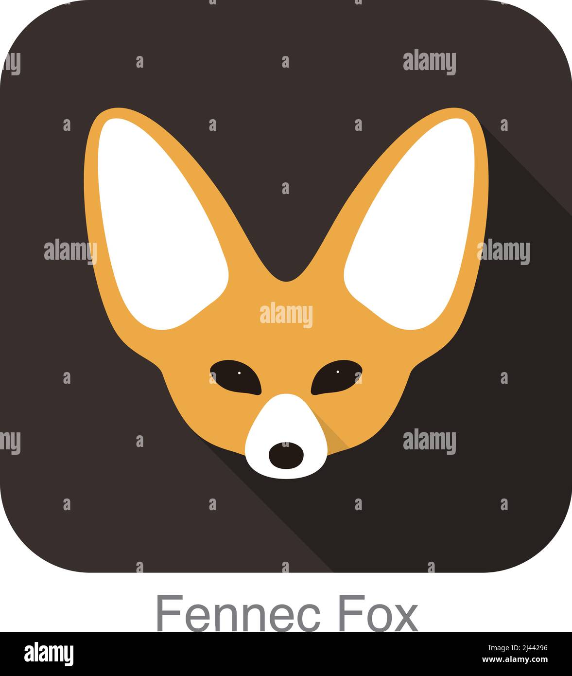 Fennec fox face flat icon design, vector illustration Stock Vector