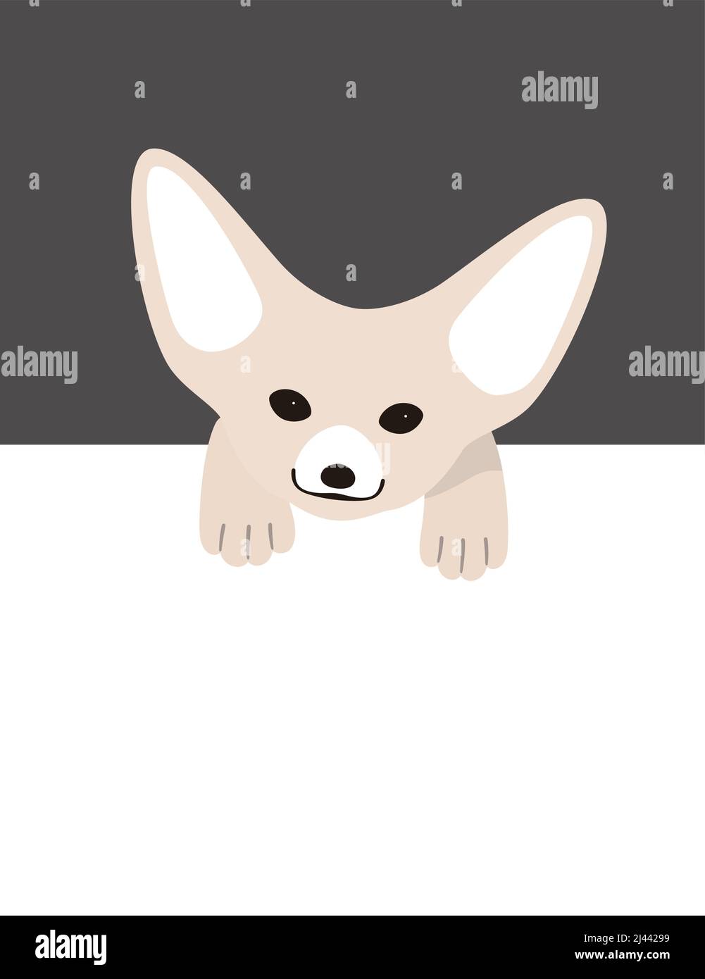 Fennec fox baby lie on the table, flat icon design, vector illustration Stock Vector