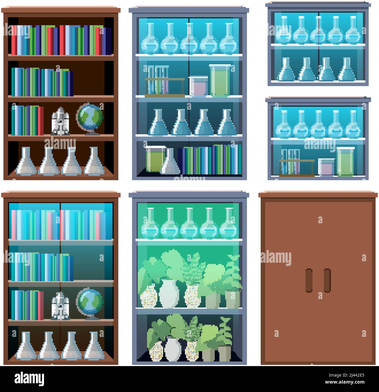 Set of different science shelves illustration Stock Vector Image & Art