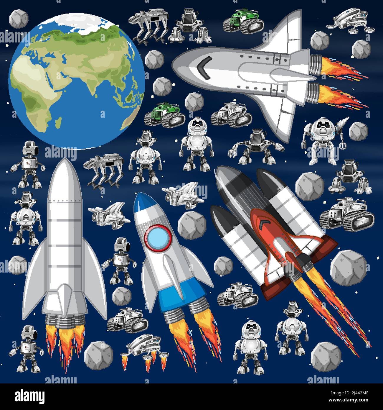 Set of space objects in space illustration Stock Vector Image & Art - Alamy