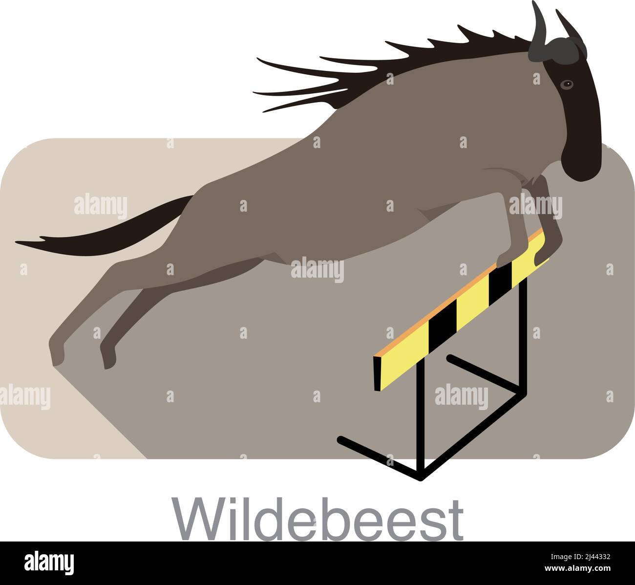 wildebeest jumping cross hurdle , vector illustration Stock Vector
