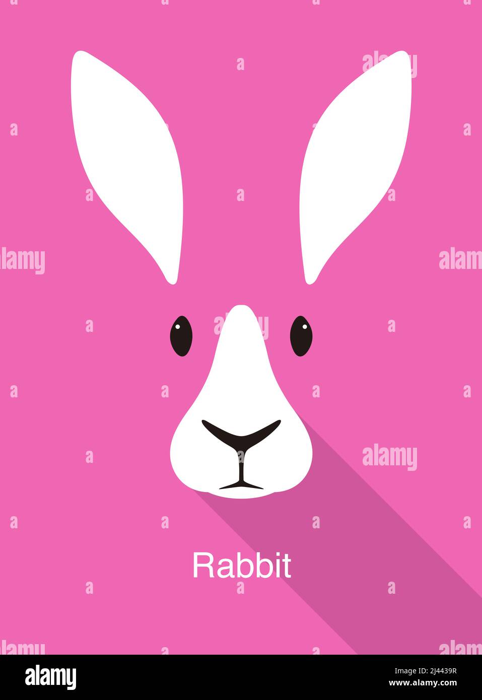 rabbit cartoon face, flat animal face icon, vector illustration Stock ...