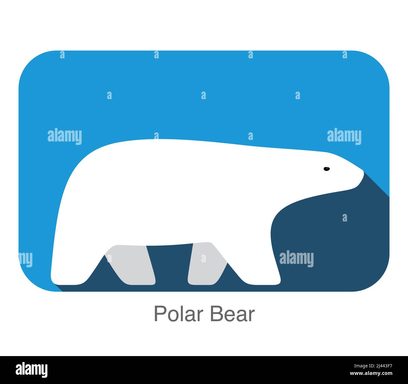 Polar bear walking side flat 3D icon design, vector illustration Stock Vector