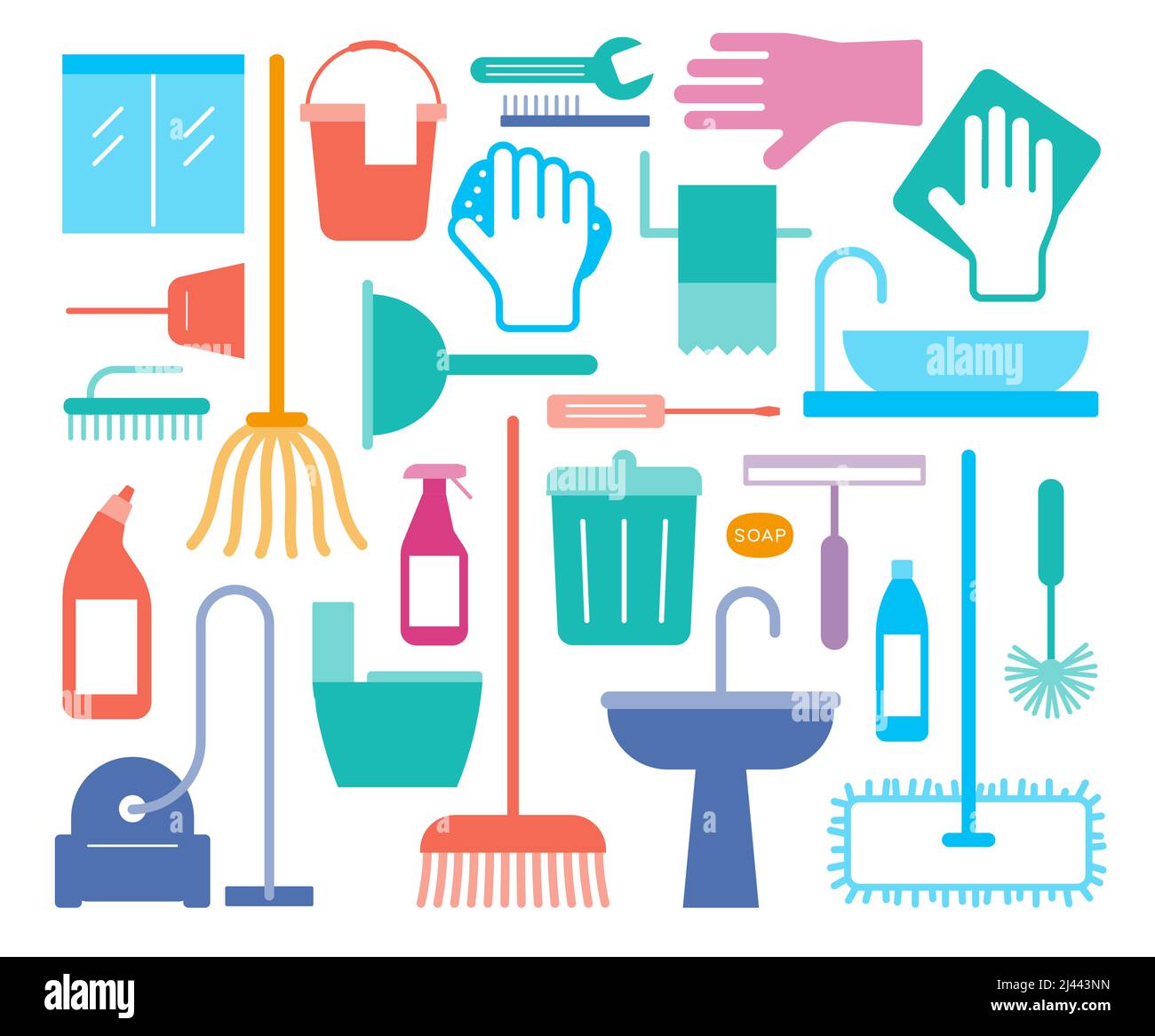 Cleaning tools icon set, vector illustration Stock Vector Image & Art