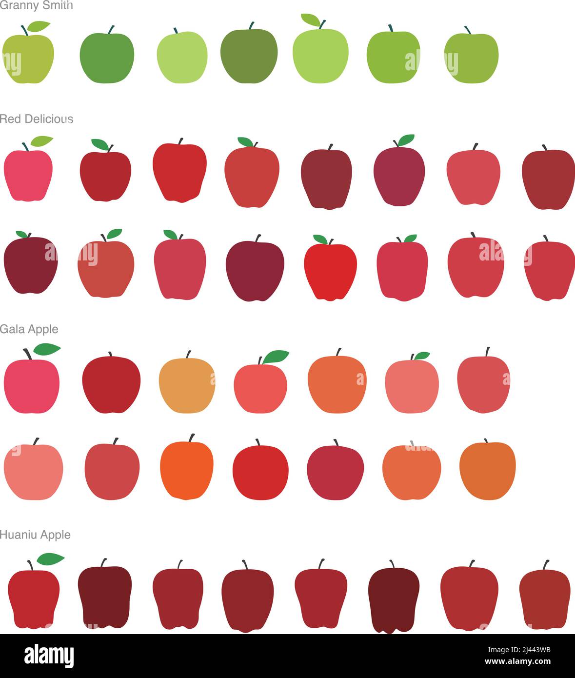 Apple fruit flat icon set vector illustration Stock Vector Image & Art ...