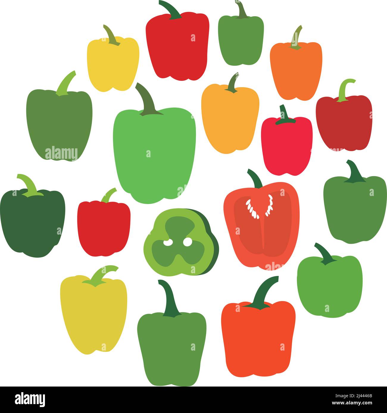 Many pepper icons combine into a circle pattern Stock Vector