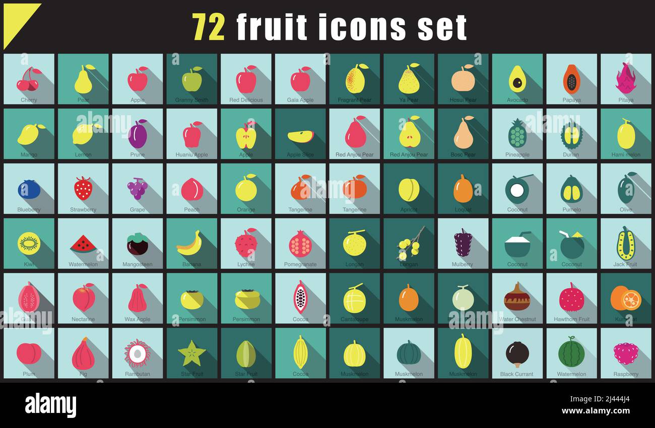 72 Fruit flat icons, vector illustration Stock Vector Image & Art - Alamy