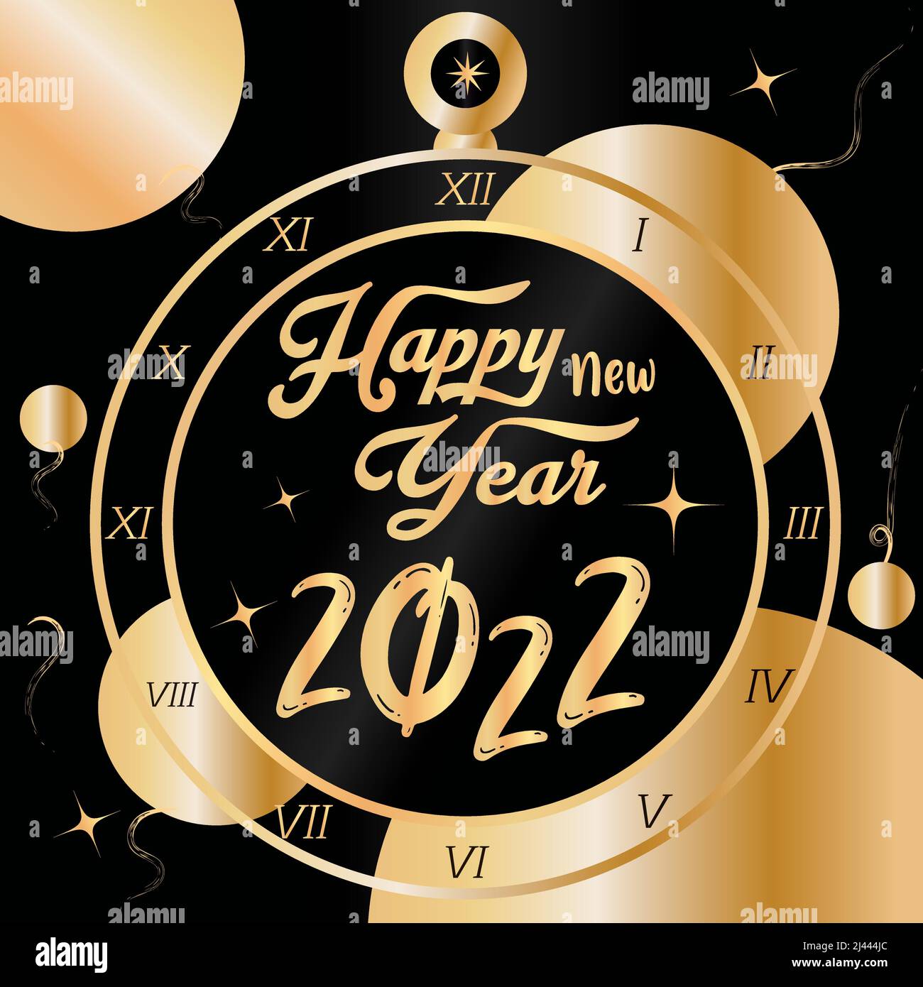 Black happy new year template with golden text Vector Stock Vector