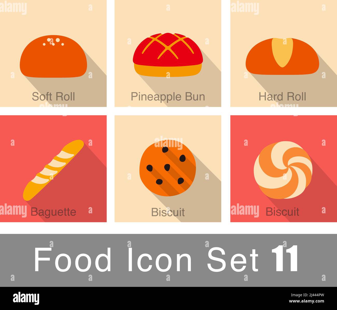 Bakery icon set, bread, biscuit snack icon set design, vector illustration Stock Vector
