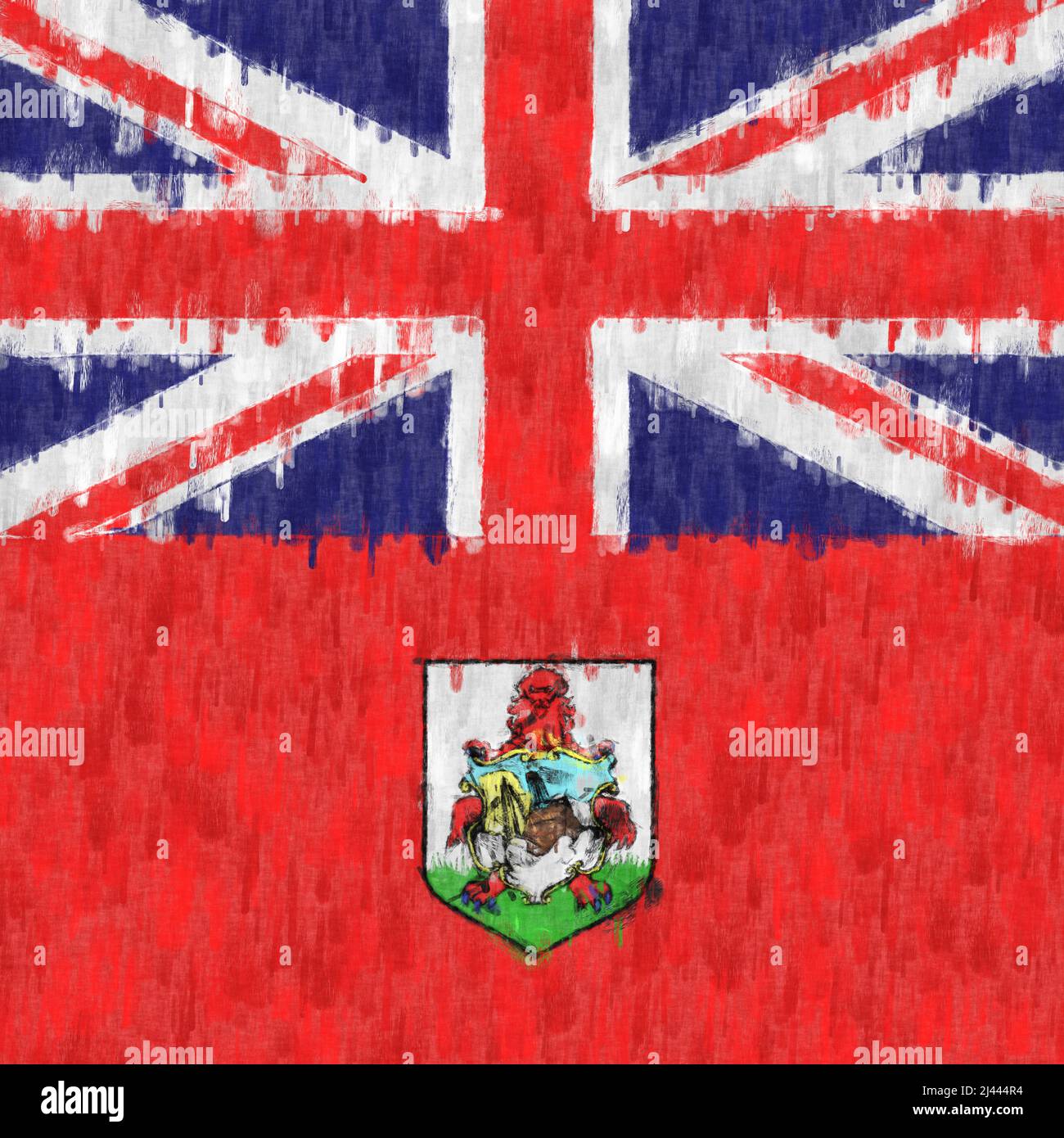 Bermuda oil painting. Bermuda emblem drawing canvas. A painted picture