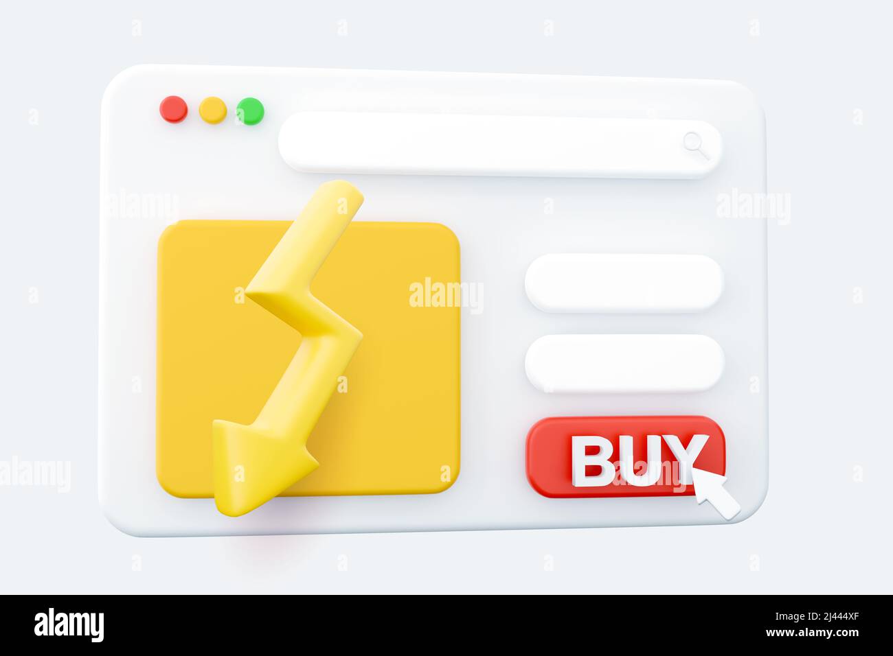 3D render web page thunder or lightning icon isolated over white ...