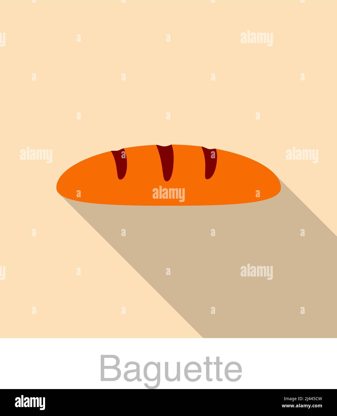 Baguette Bread flat icon design vector illustration Stock Vector