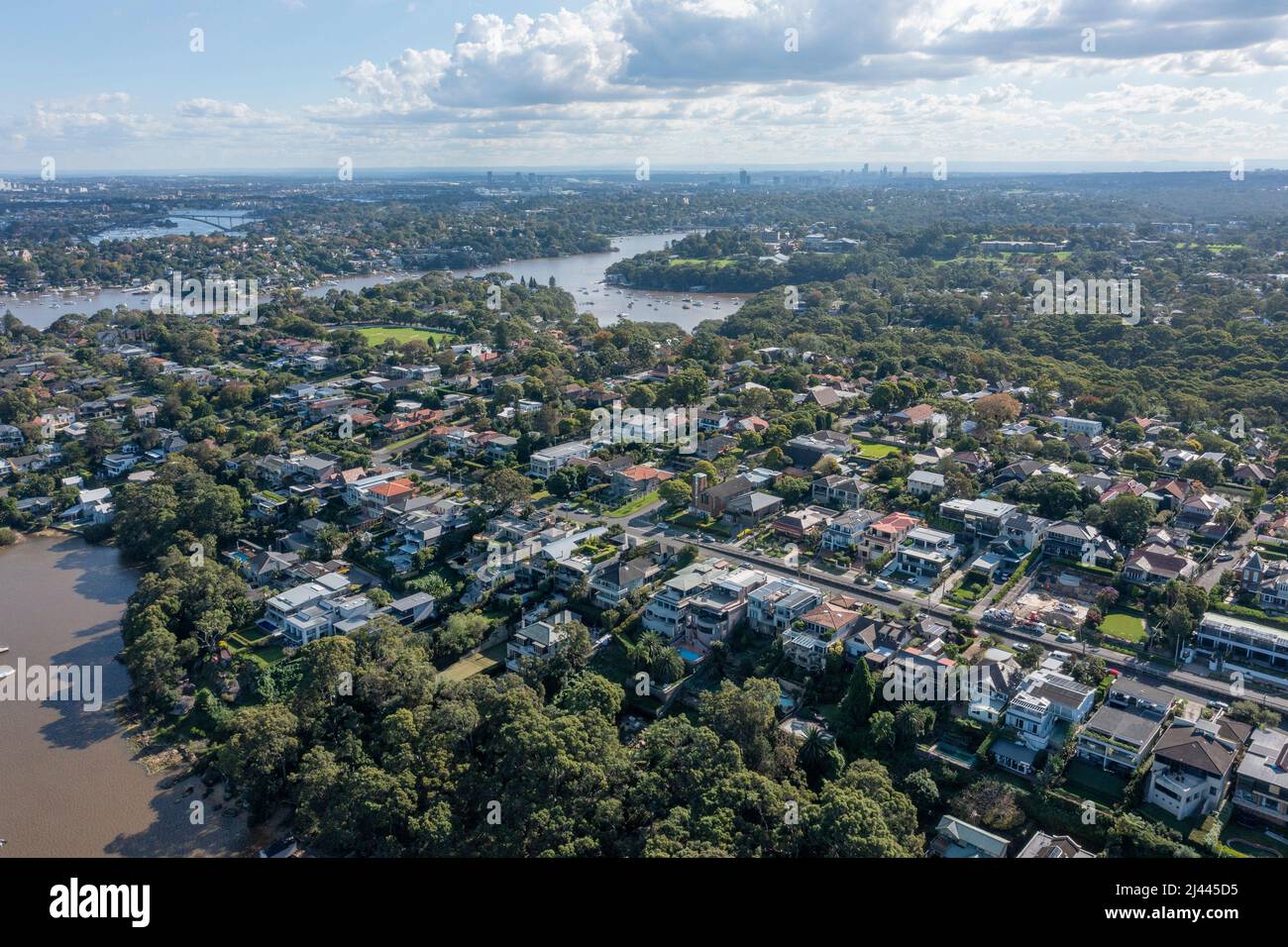 The Sydney suburb of Northwood and Woodford bay on Sydney harbour. Stock Photo