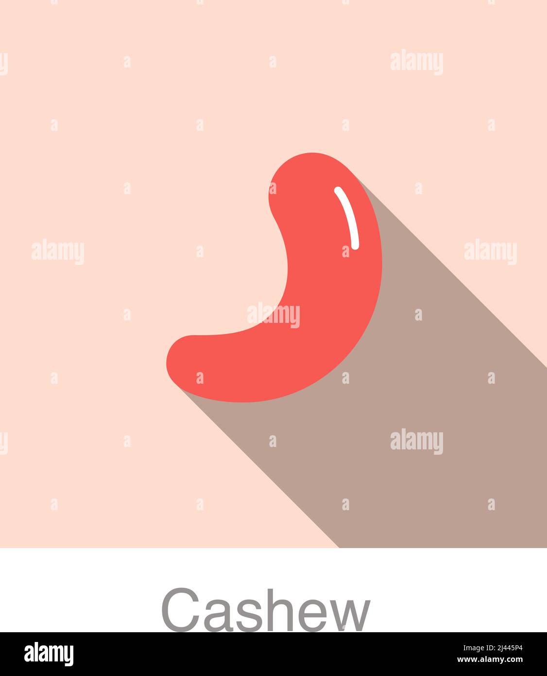 Cashew flat icon, vector illustration Stock Vector