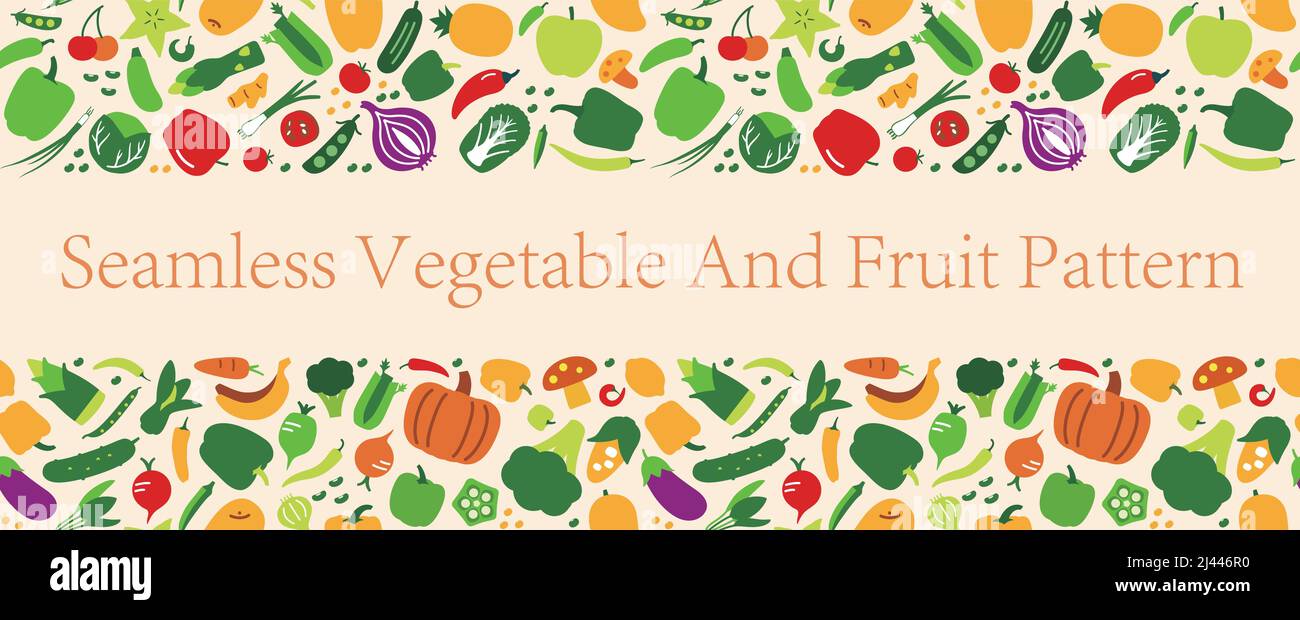 Seamless pattern of vegetables and fruit, vector illustration ...