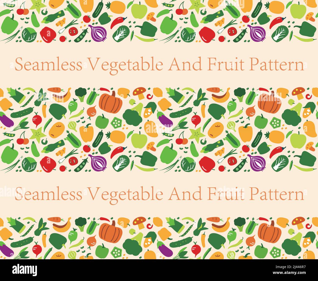 Seamless pattern of vegetables and fruit, vector illustration ...