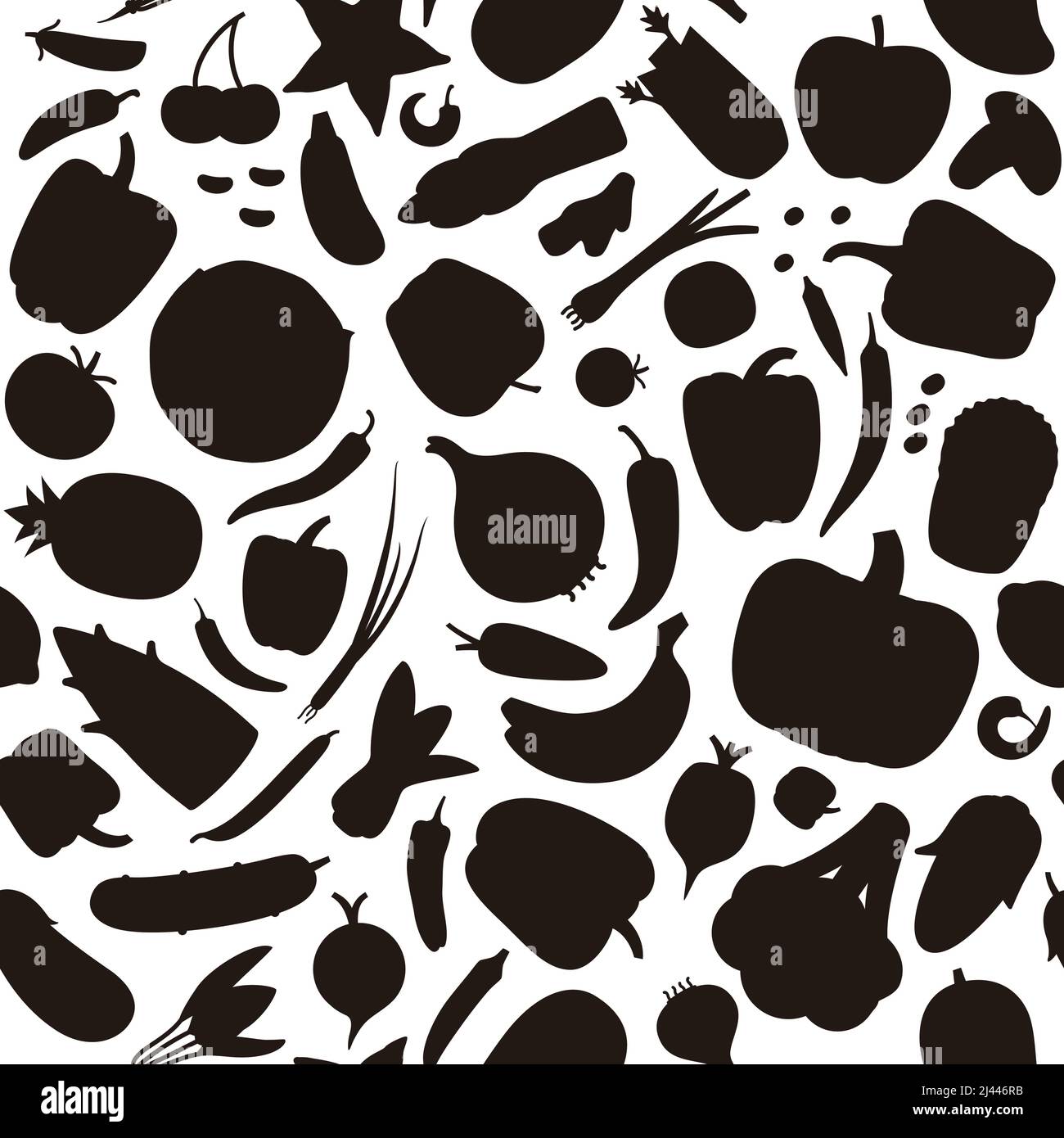 Seamless pattern of vegetables and fruit, vector illustration background Stock Vector