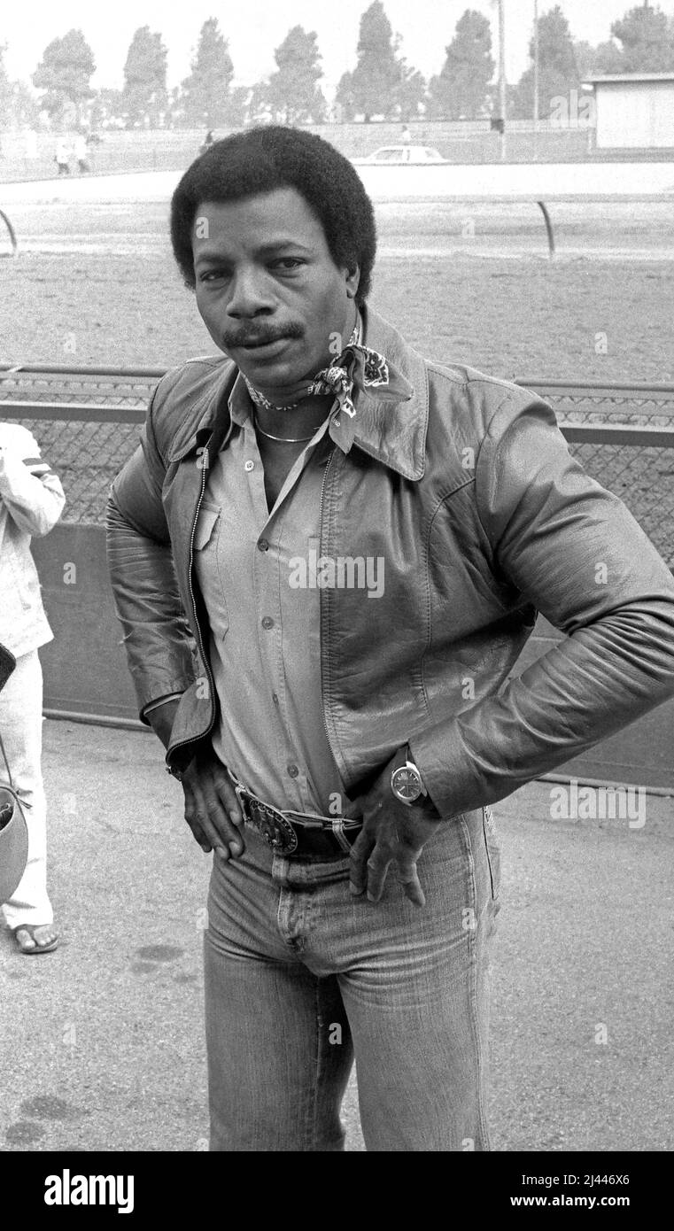 Actor Carl Weathers, best known as Apollo Creed from the Rocky movies, at Santa Anita Race Track in Southern California Stock Photo