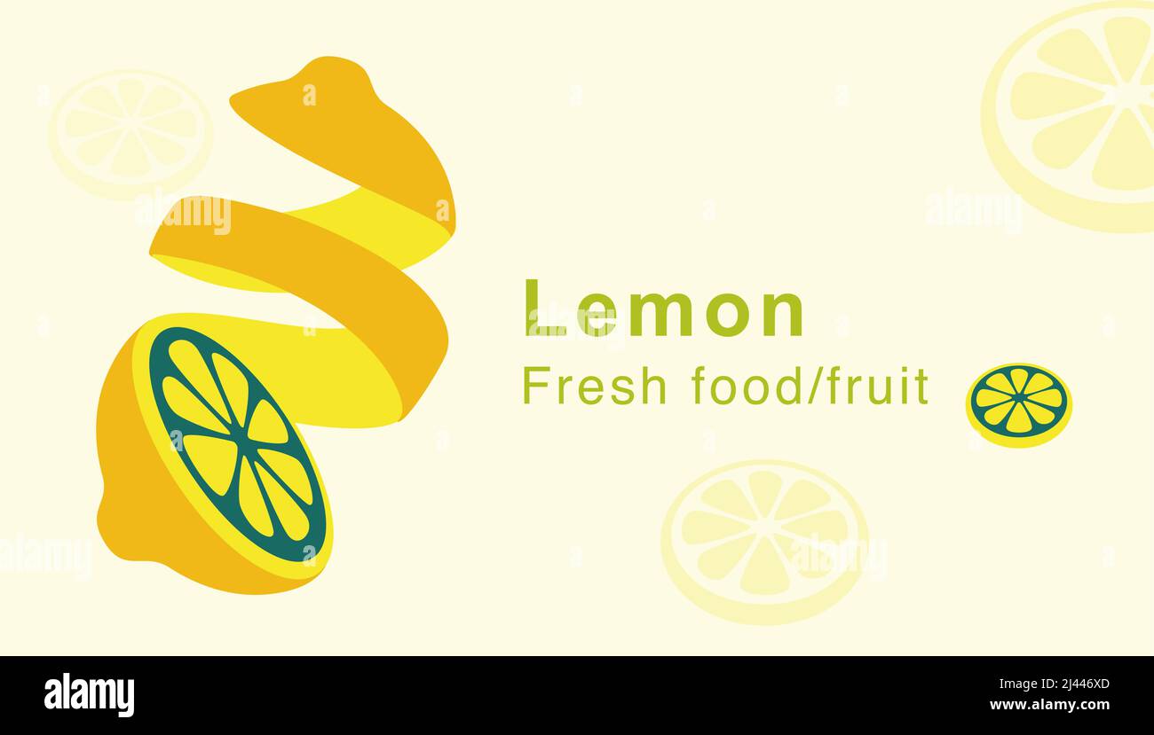 lemon fruit, peels skin, vector Stock Vector