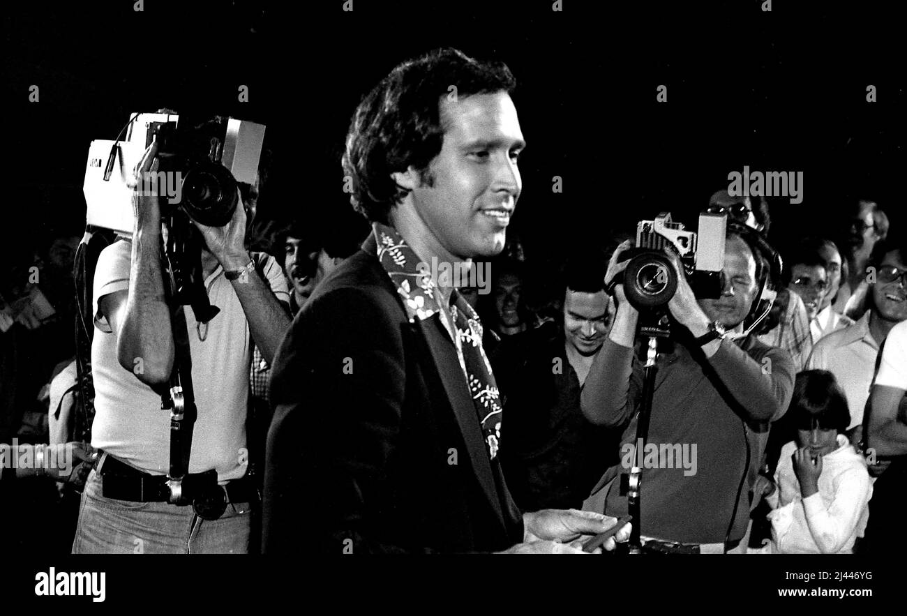 Chevy Chase filming movie on street in L.A Stock Photo Alamy