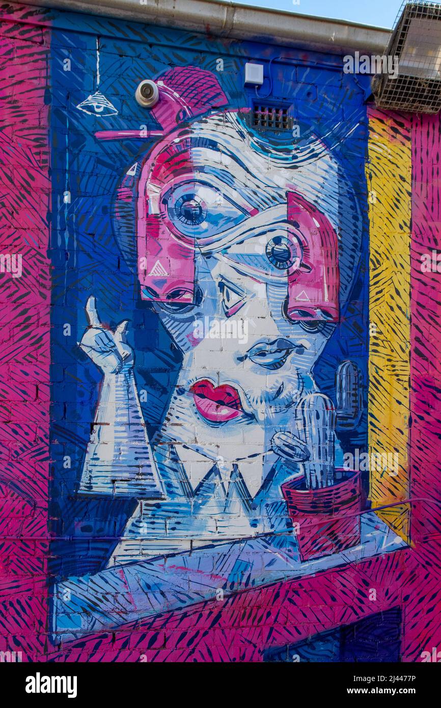 Abstract Cuboid Girl Street Art, Frankston, Victoria, Australia Stock Photo