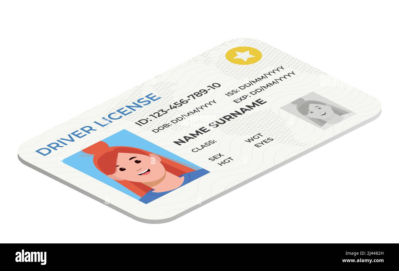 Drivers License. A plastic identity card. Vector isometric flat illustration of the template. Stock Vector