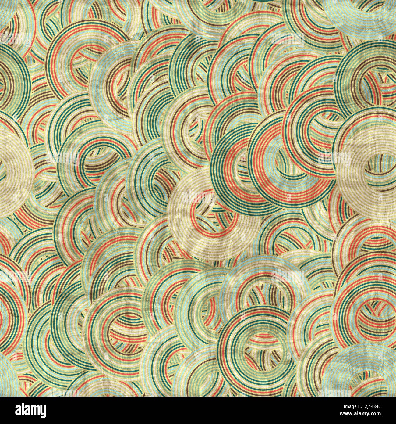 Seamless concentric circle in retro colors surface pattern design for ...