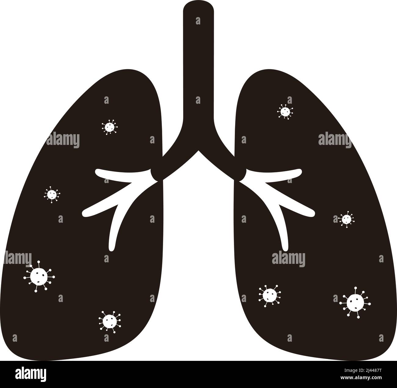 Human lungs with corona virus Stock Vector