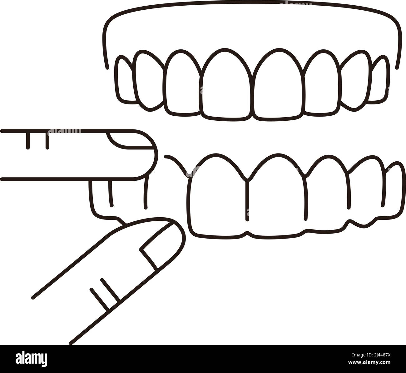 Teeth invisible braces thin line art icons Stock Vector
