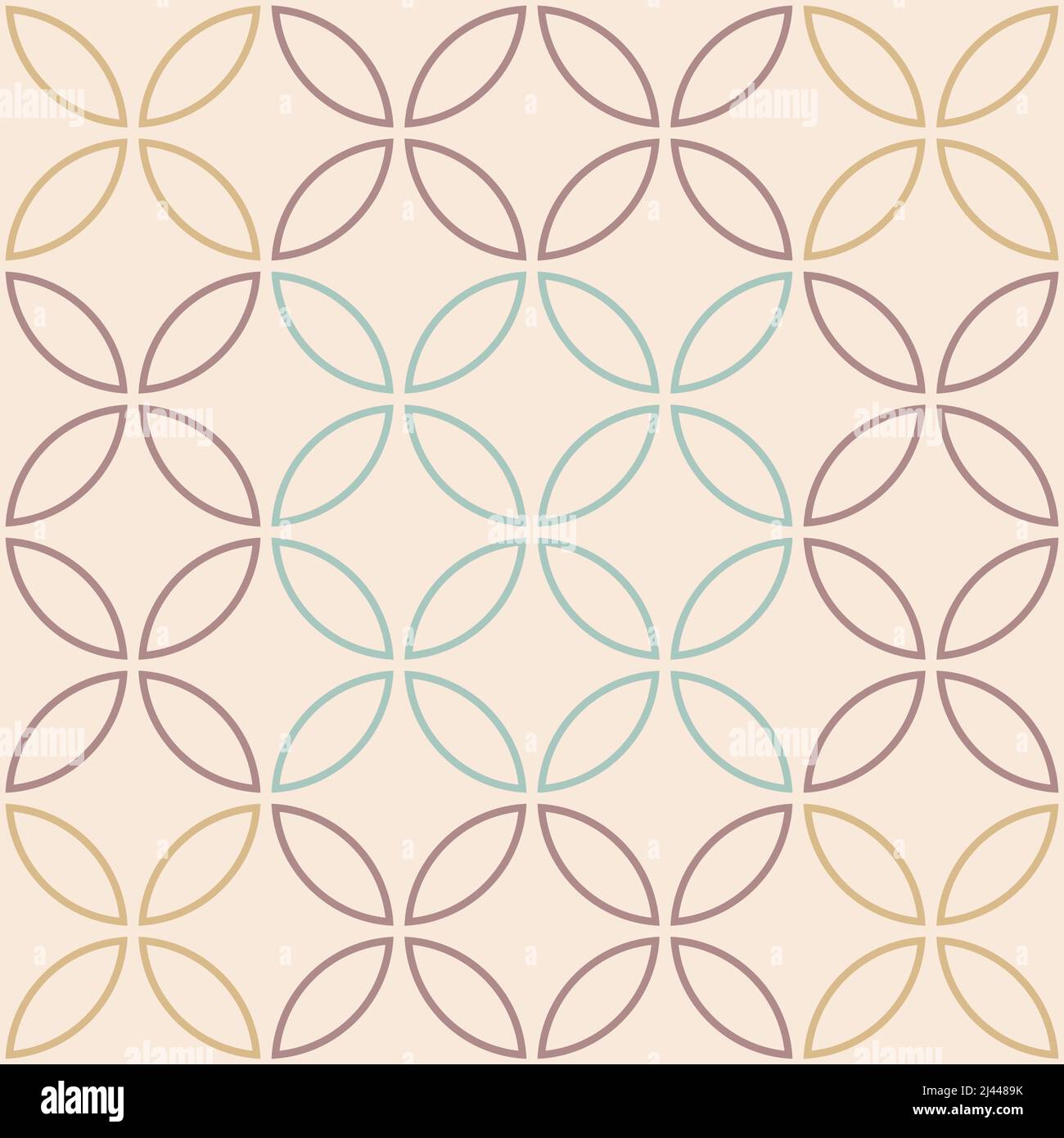 Four Leaf circle outline tile seamless pattern. Digital illustration background Stock Vector