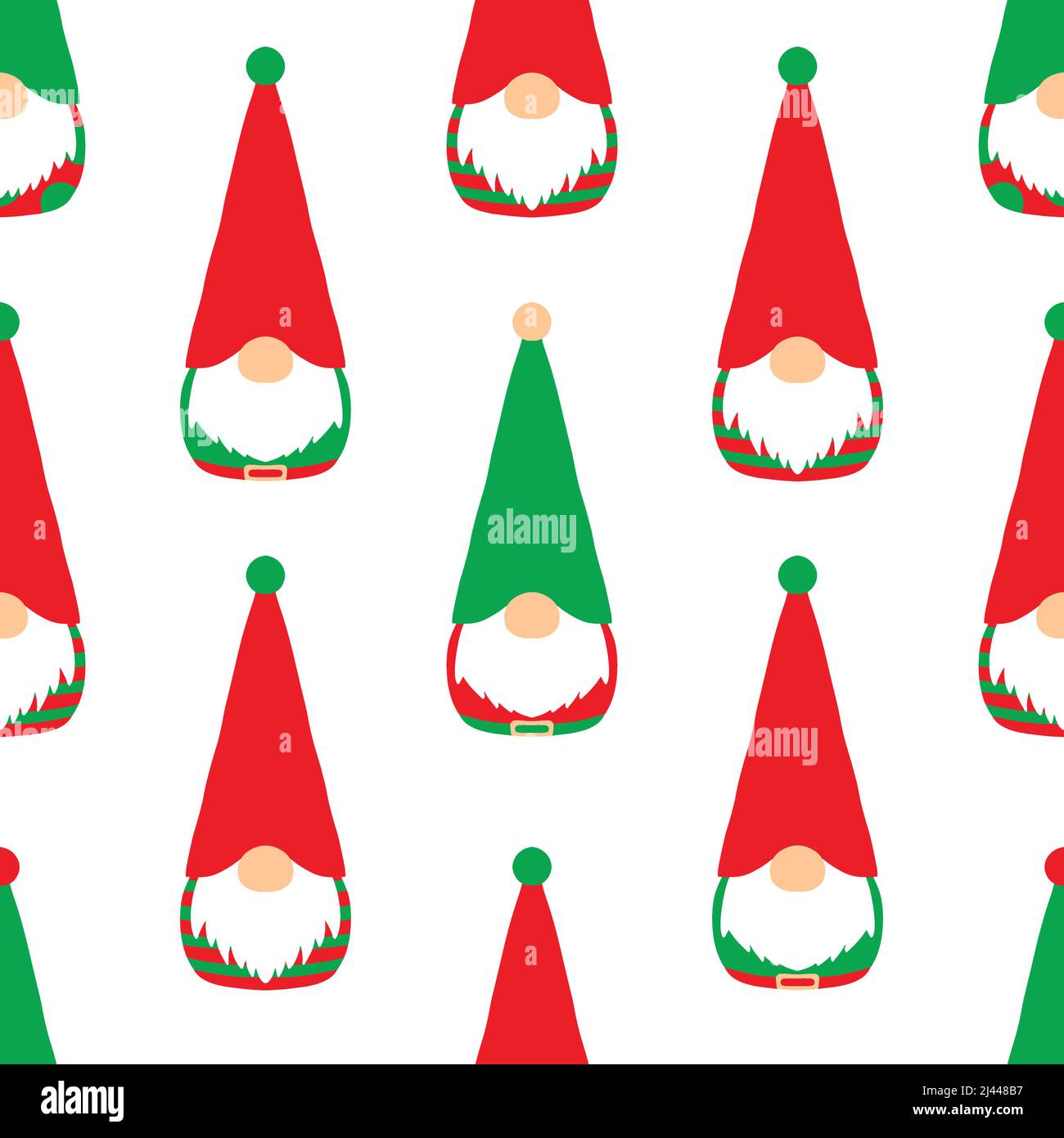 Gnomes flat lay seamless pattern. Vector illustration background. Stock Vector