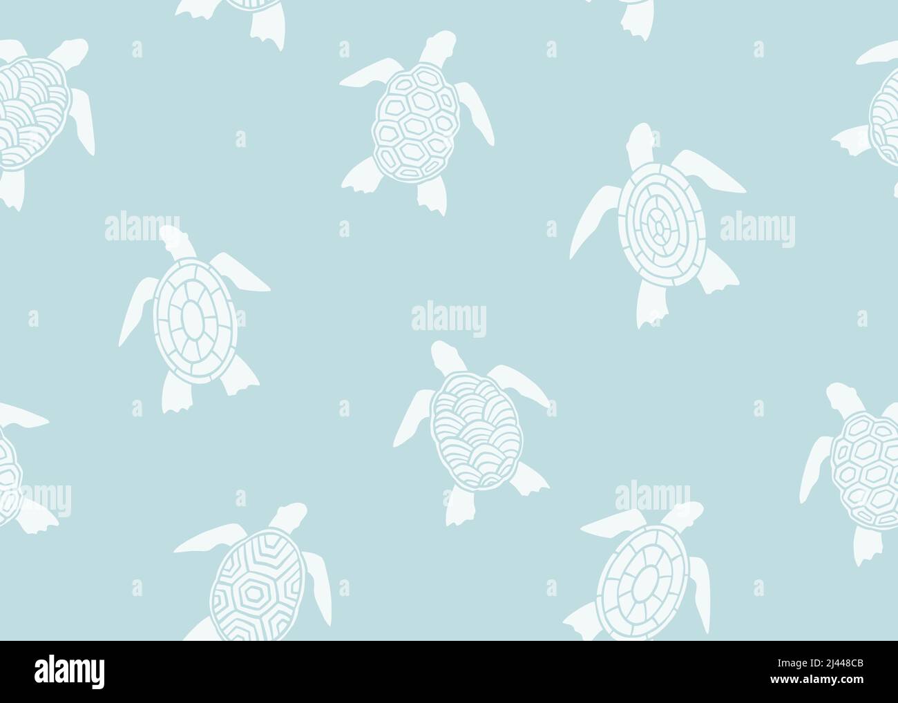 Sea turtle with abstract shell seamless pattern. Vector illustration background. Stock Vector