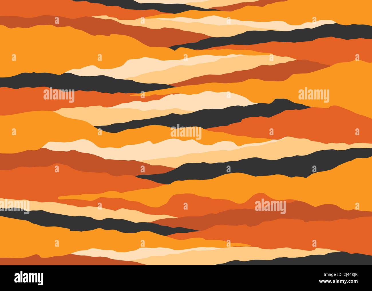 Abstract orange landscape background. Geometric template with wavy shape. Vector illustration background. Stock Vector